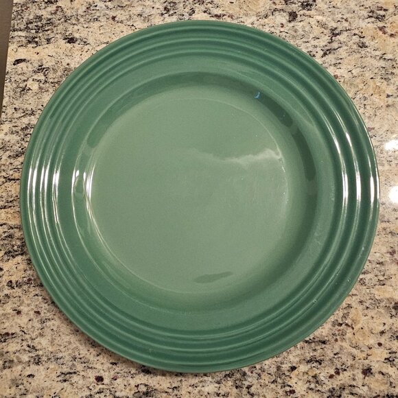 HVY LE CREUSET FRANCE STONEWARE GREEN 12" DINNER CERAMIC PLATE CHARGER PLATTER - Picture 1 of 7